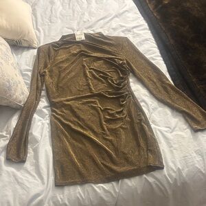 H&M Shimmering Gold Long Sleeve Dress